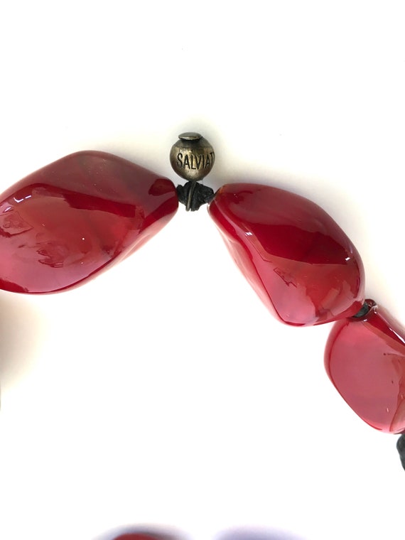 Red Murano BLOWN GLASS NECKLACE of 20 glass beads… - image 4