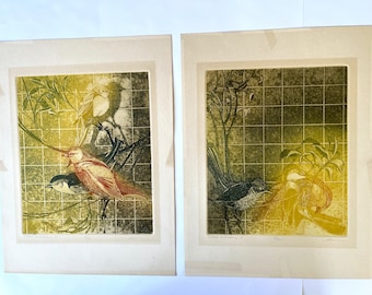 Signed Bird Intaglio Etchings: Pair of Limited Edition Prints