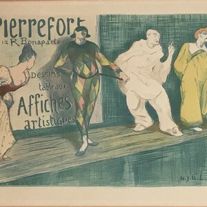 Rara litografía antigua de 1898 "Pierrefort" de H. G. Ibels de "Les Maitres de L'Affiche" serie francesa 1895-1900.