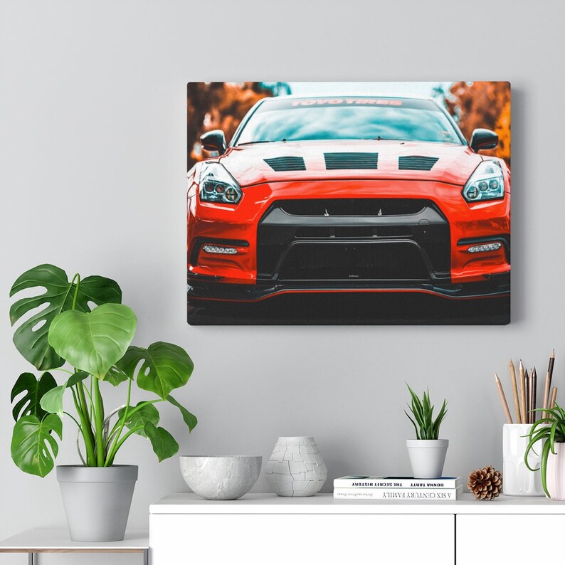 Nissan GTR R35 Skyline Godzilla Turbo Power Supercar Drift 4wd Sports Car Supercar Racing Race Track 3D Canvas Wall Art Picture Print Image