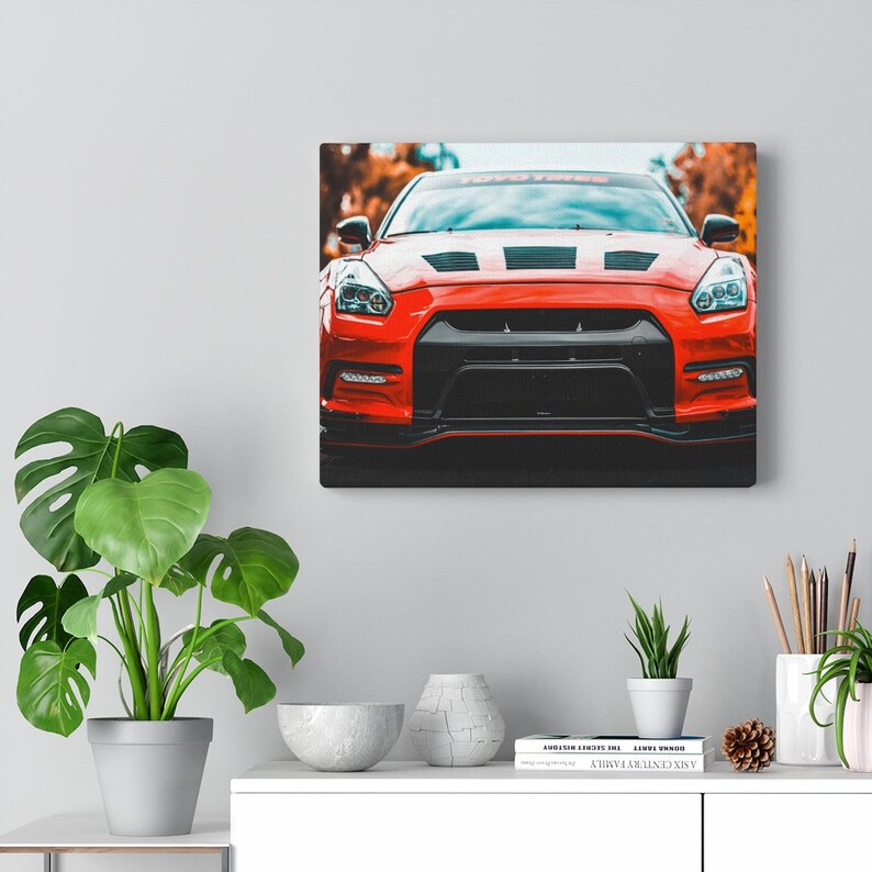 Nissan GTR R35 Skyline Godzilla Turbo Power Supercar Drift 4wd Sports Car Supercar Racing Race Track 3D Canvas Wall Art Picture Print Image