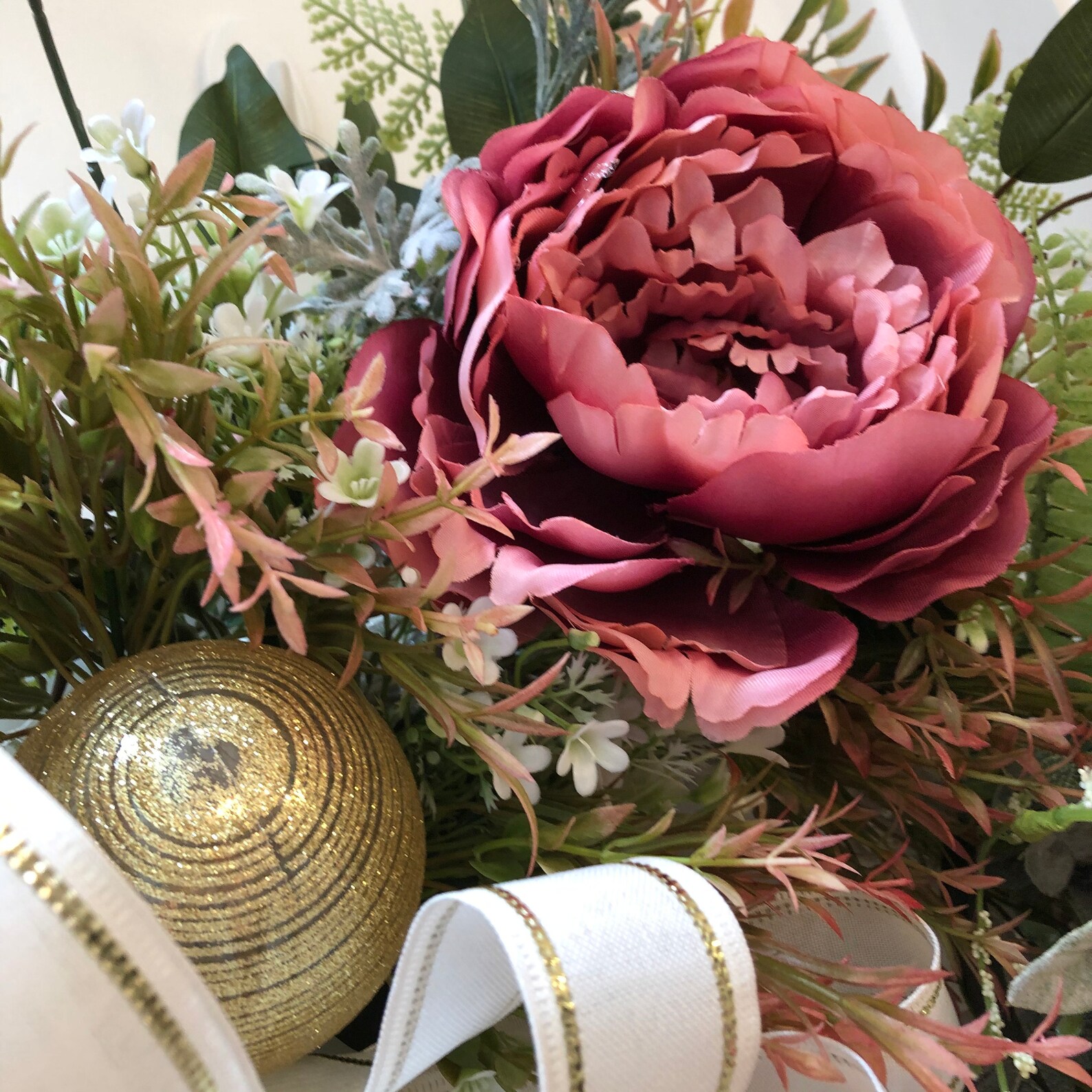 Victorian Holiday Wreath Mauve and Gold Wreath Christmas Etsy UK