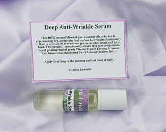 Deep anti wrinkle serum roller. Natural lavender wrinkle treatment. (Vegan)