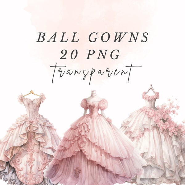 Victorian Vintage Ball Gowns Clipart Flower PNG | pastel Watercolor Bundle | Scrapbook Junk Journal Wedding |  commercial use