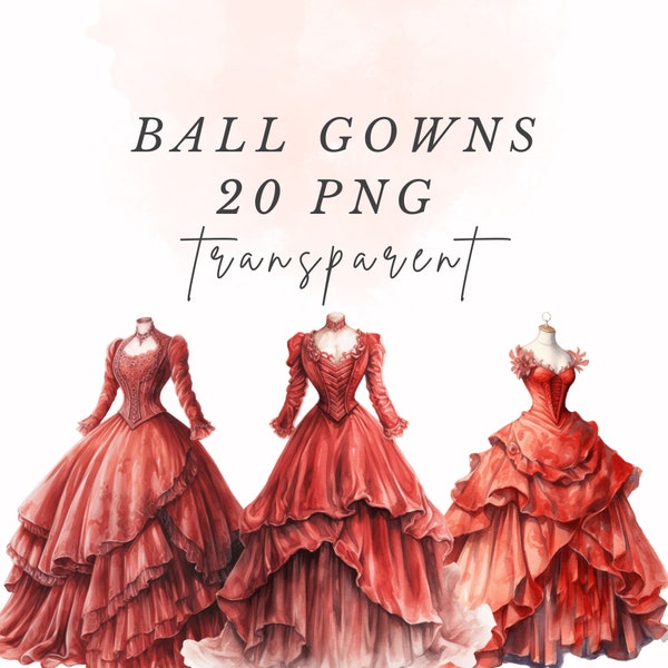 Victorian Vintage Ball Gowns Clipart Flower PNG | pastel Watercolor Bundle | Scrapbook Junk Journal Wedding |  commercial use