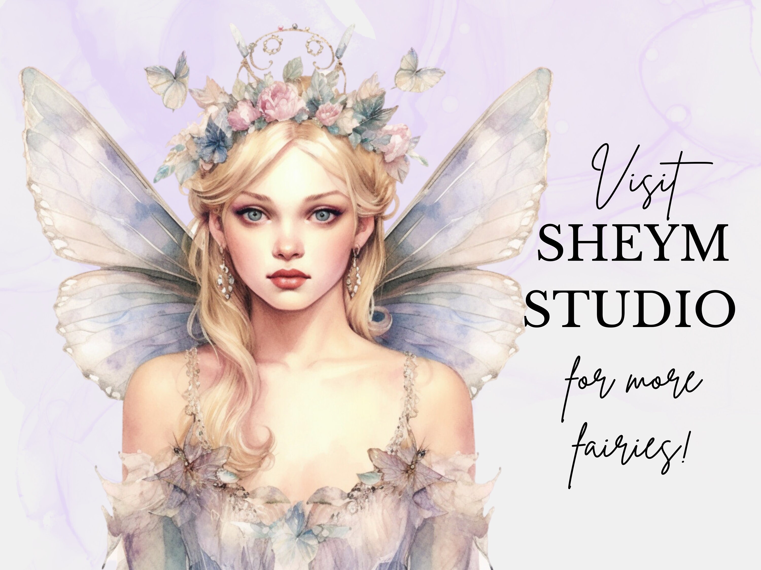 Cute Purple Fairy Watercolor Clipart 15 Transparent PNG - Etsy