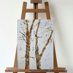 Original Watercolor Painting: Birch Tree Woodland Art, 11x14