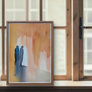 10x14 Figurative Abstract Watercolor Painting – Modern People Inspired Artwork, Contemporary Figurative Wall Art for Living Room or Office