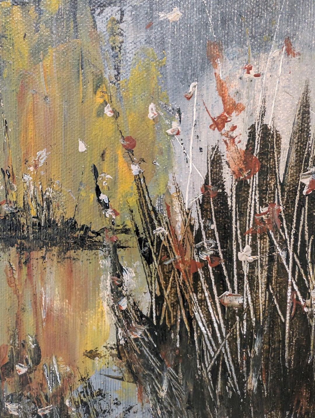 Abstract Marsh Painting – Textured Acrylic Landscape Art (8x8) - Etsy
