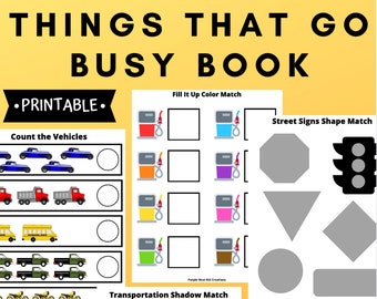 Things That Go Busy Book Bundle: Vehicle Matching Games (Digital Download)