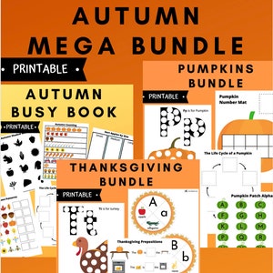 Autumn Printable Mega Bundle, Fall, Autumn, Turkey, Thanksgiving, Pumpkins, Phonics, Counting, Educational Preschool Printable Activity