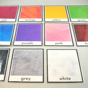 Farben Flash Karten, Farben, Montessori, Nomenklatur, dreiteilige Karten, pädagogische Printable, Kleinkind, Vorschule, Kindergarten, Homeschool