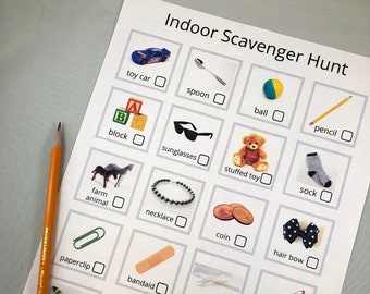 Indoor Scavenger Hunt Worksheet: Fun Kids Activity (Digital Download)