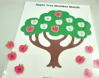 Werkblad appelboomnummerovereenkomst: afdrukbaar spel voor kleuters (digitale download)