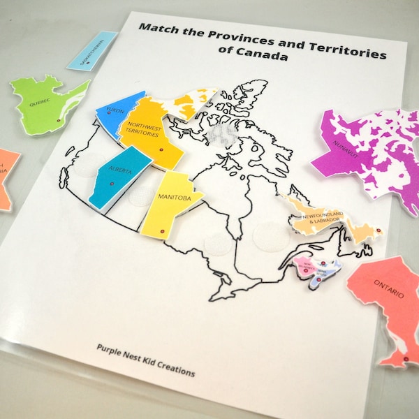 Canada Geography Bundle, Provinces and Territories, Matching, Birds, Flowers, Flags, Educational Preschool Printable Activity, Homeschool