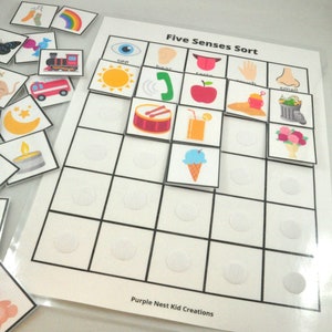 Five Senses Sort Worksheet, Sorting Game, All About Me, Educational Preschool Printable Activity, Homeschool Game, Kindergarten, Busy Book