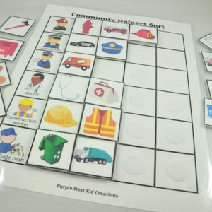 Gemeenschapshelpers sorteren afdrukbare activiteit, brandweerman, politieagent, postbode, dokter, gemeenschapshelpers, educatieve voorschoolse afdrukbare activiteit