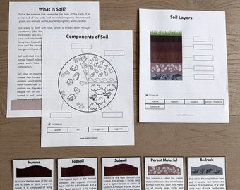 Soil Worksheets Bundle, Soil Activities, Underground, Soil Components, Soil Types, Soil Layers, Educational Printable Activity, Homeschool
