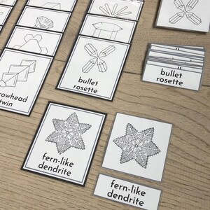 Snowflake Types Flash Cards: Three Part Cards (PDF Printable)