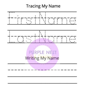 Tracing and Writing My Name Worksheet, Letters, Educational Printable Activity, Writing Practice, Busy Book, Kindergarten, Homeschool