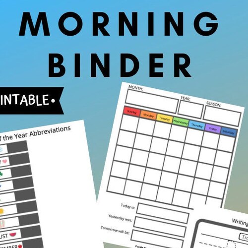 Interactive Morning Calendar Binder Etsy