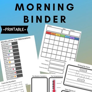 Morning Binder, Digital Download, Busy Book Printable, Calendar, Weather, Seasons, Numbers, Letters, Educational Printable, Homeschool