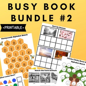 Busy Book Bundle #2, Busy Book Printable, Matching Games, Alphabet, Numbers, Sorting, Educational Printable, Homeschool, Kindergarten