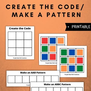 Erstellen Sie den Code Aktivität, Aktivität Muster erstellen, Druckbare, Farbcodes, Personalisierung, Kodierung Unplugged, Lerndrucke, Homeschool