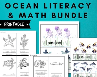 Ocean Literacy & Math Printable Bundle: Preschool Activities (Digital Download)