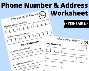 Phone Number & Address Printable Worksheet, All About Me