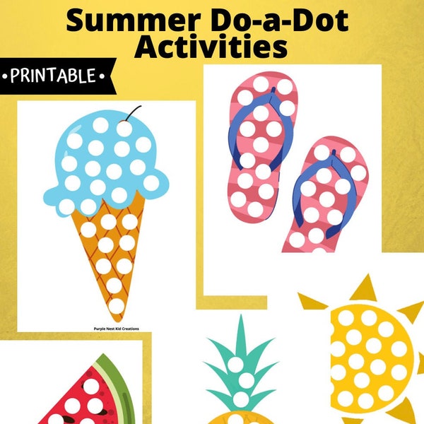 Summer Do-A-Dot Printable Activities, Dot Marker Printables, Pom Pom Activity, Dot Stickers, Toddler Coloring, Preschool Activities