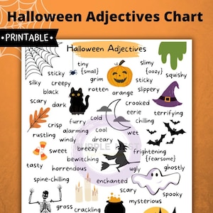 Halloween Bijvoeglijke naamwoorden Grafiek, Herfst, Herfst, Herfst Bijvoeglijke naamwoorden, Verhalen Schrijven, Schrijven Prompts, Journaling, Geletterdheid, Taalkunsten, Thuisonderwijs