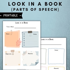 Parts of Speech Worksheet: Nouns, Verbs, Adjectives (Digital Download)