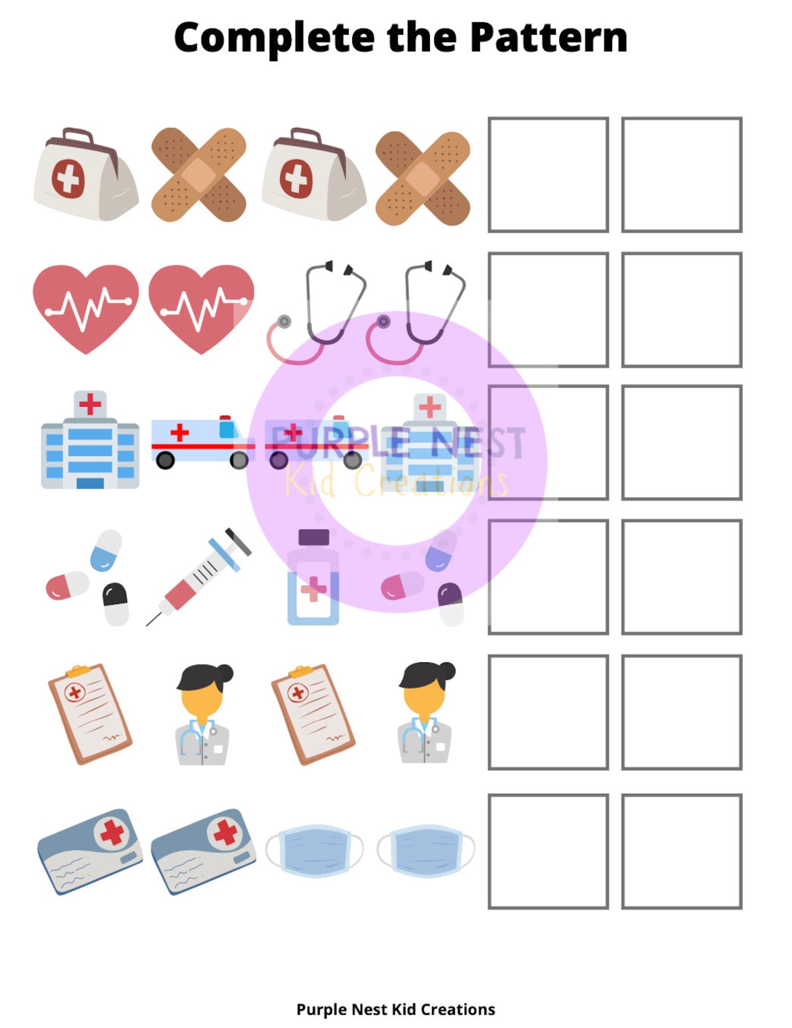medical patterns worksheet doctor patterns printable