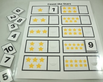 Werkblad Tel de sterren: afdrukbaar spel voor kleuters (digitale download)