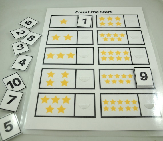 Count the Stars Worksheet Counting Game Educational | Etsy