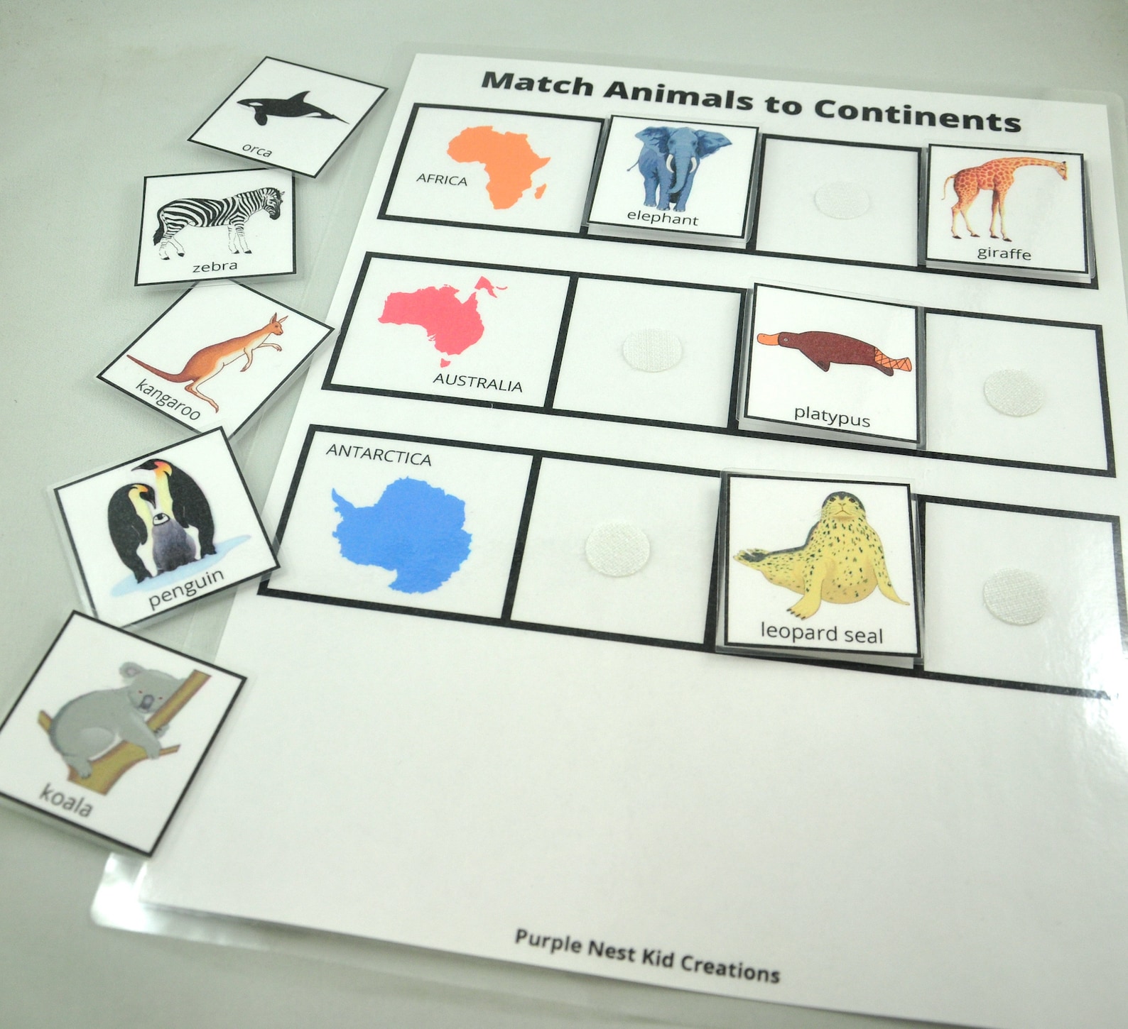 Continents & Oceans Matching Game: Educational Printable (digital ...