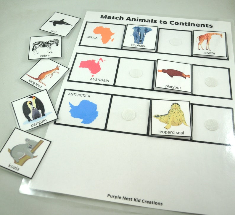 Continents & Oceans of the World Mini Bundle Matching Game | Etsy