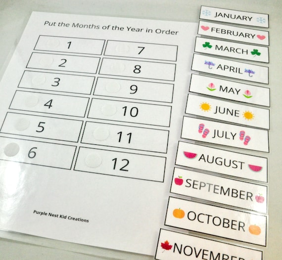 Months of the Year Printable Calendar Time Morning Binder - Etsy