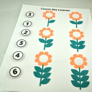 Count the Leaves Worksheet, Counting Game, Educational Preschool Printable Activity, Homeschool Game, Tot School, Busy Binder