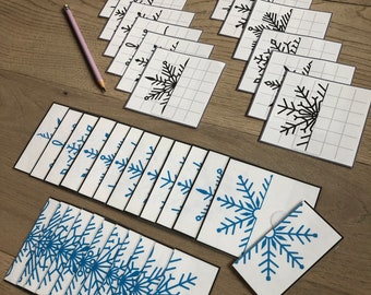 Snowflake Symmetry Printable Activity, Shapes, Snow, Winter, Snowflakes, Patterns, Worksheets, Educational Preschool Activity, Homeschool