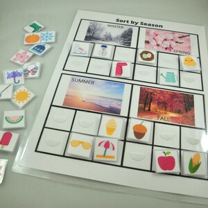 Sort By Season Worksheet, Season Sorting Game, Educational Preschool Printable Activity, Homeschool Game, Tot School, Busy Binder