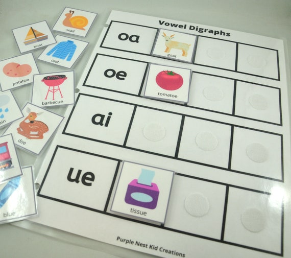 Vowel Teams Matching Game - ai - Matching pairs