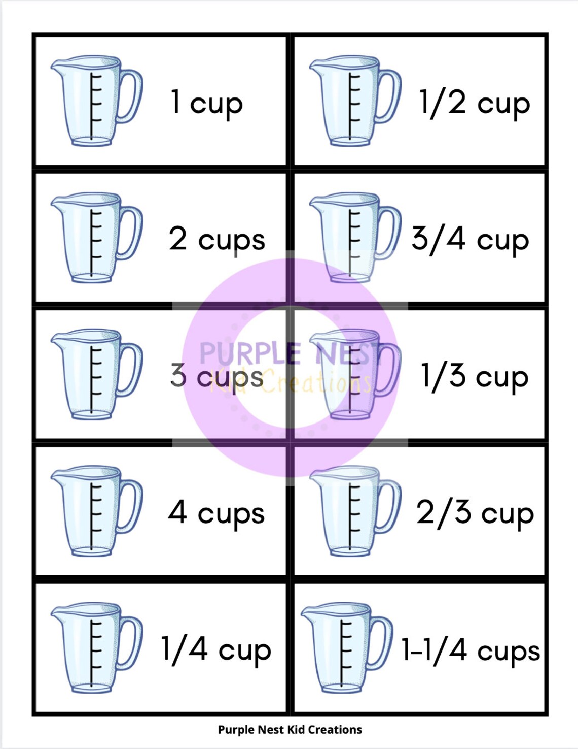 Kitchen Measurement Flash Cards Printable Cards Kitchen - Etsy