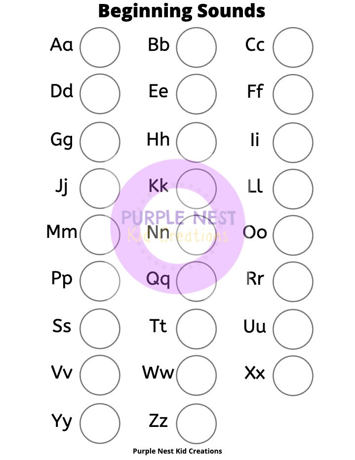 Beginning Sounds Picture Matching Worksheet Alphabet Matching | Etsy