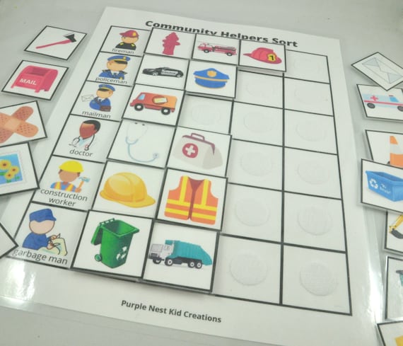 Community Helpers Sort: Preschool Printable Activity (PDF)