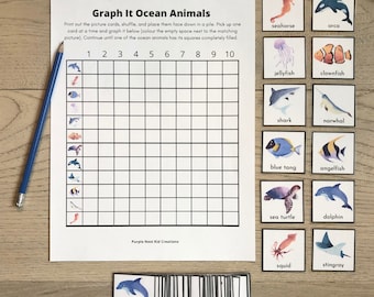Ocean Animals Graphing Game: Preschool Math Activity (Digital Download)