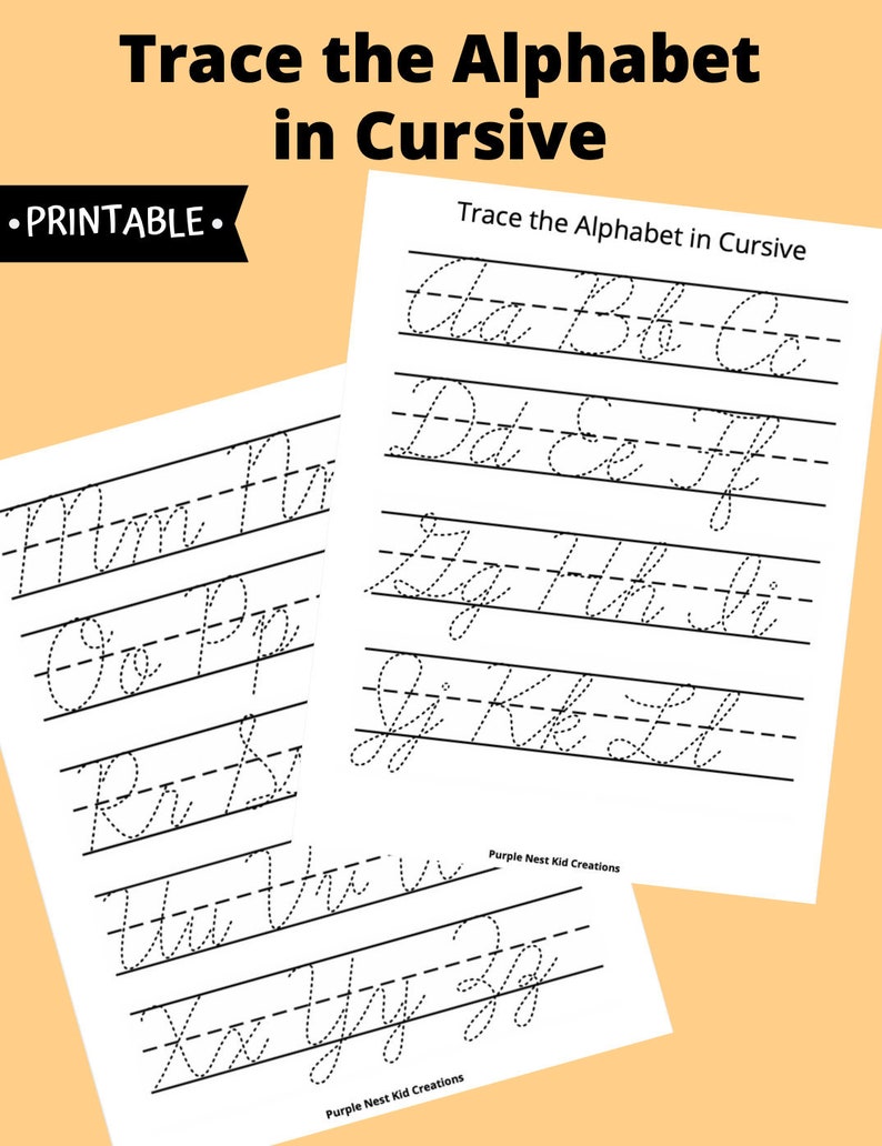 Trace the Alphabet in Cursive Worksheet Letters Learn to | Etsy