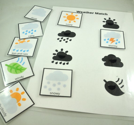 Weather Match Worksheet Weather Matching Game Educational Etsy
