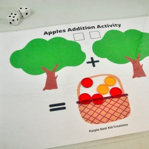 Apples Addition Activity, Fall Activity, Autumn Activity, Playdough ...